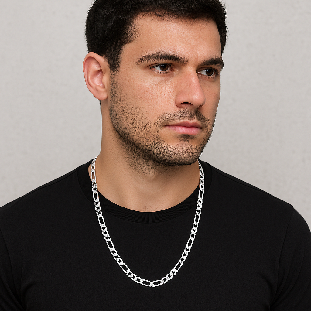 92.5 sterling silver figaro chain for men 92.5 sterling silver figaro chain for men