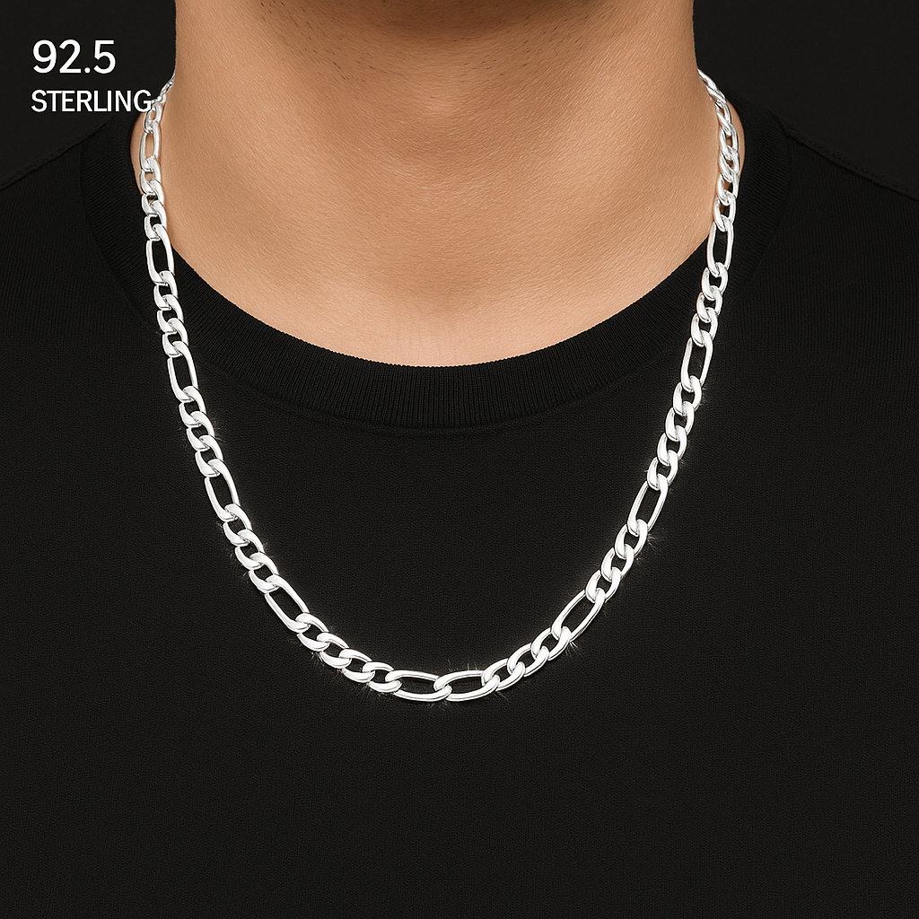 92.5 sterling silver figaro chain for men 92.5 sterling silver figaro chain for men