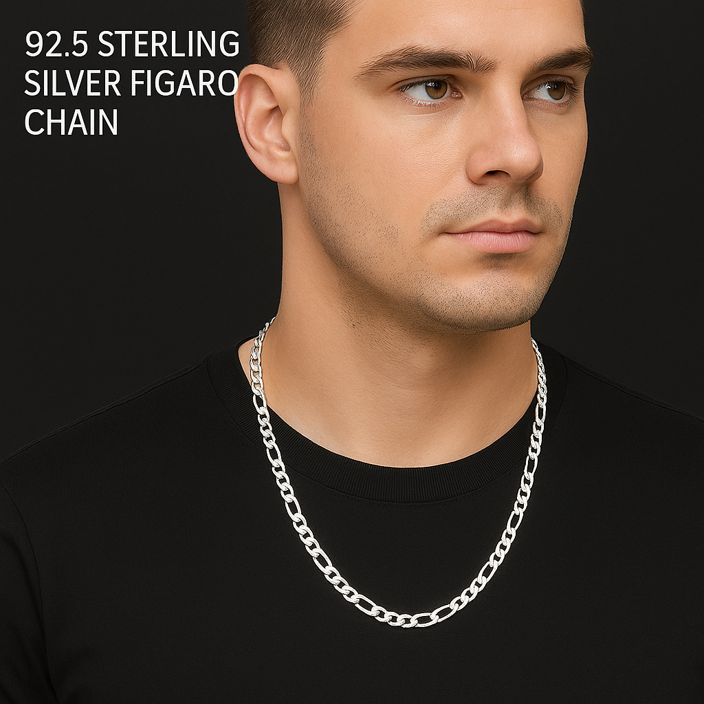 92.5 sterling silver figaro chain for men 92.5 sterling silver figaro chain for men