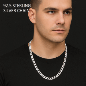 92.5 sterling silver curb chain for men