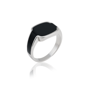 92.5 STERLING SILVER TURKEY RECTANGULAR BLACK ONYX RING FOR MEN