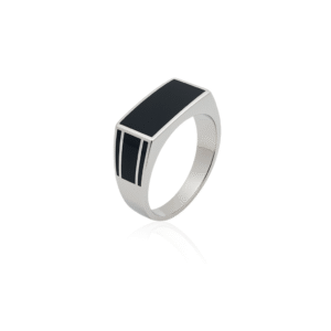 92.5 STERLING SILVER TURKEY BLACK ONYX RECTANGULAR RING FOR MEN