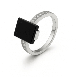 FANCY INDEX FINGER BLACK STONE RING FOR WOMEN
