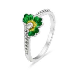FANCY 3 LEAF FLOWER GREEN PAINT RING FOR WOMEN