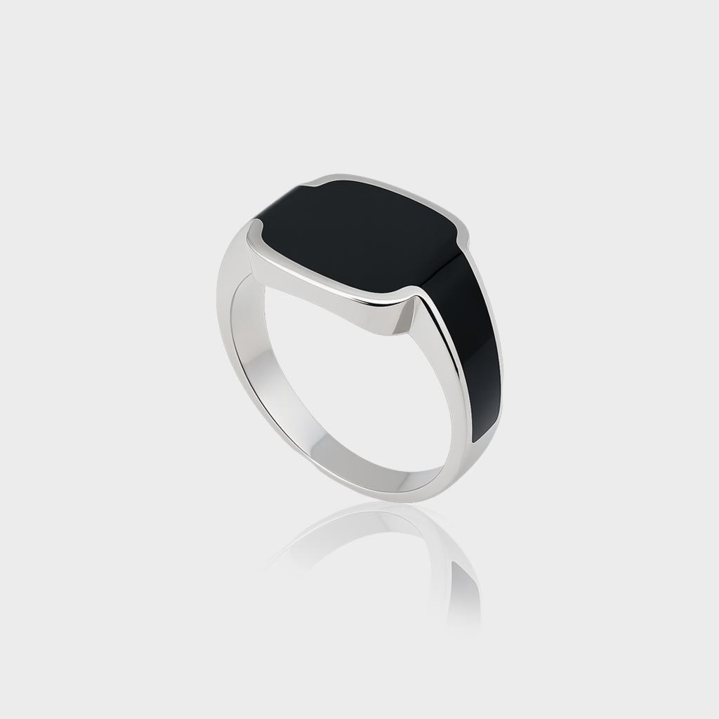 RING 2 92.5 STERLING SILVER TURKEY RECTANGULAR BLACK ONYX RING FOR MEN - Image 3