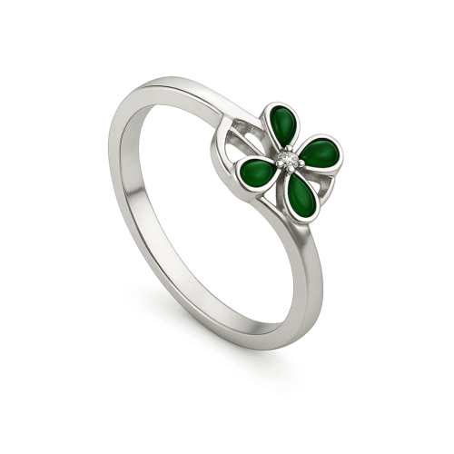 FANCY GREEN FLOWER RING FOR WOMEN - Image 3