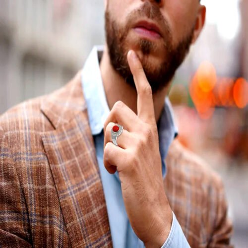 CORAL BRIGHT STONE RING FOR MEN - Image 3