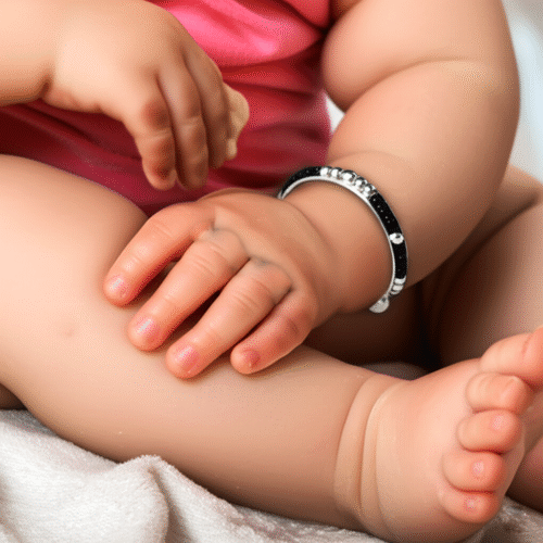 92.5 STERLING SILVER CRYSTAL BLACK BEADED BABY BANGLES FOR KIDS - Image 3
