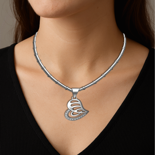 92.5 STERLING SILVER CHAIN & HEART PENDANT FOR WOMEN - Image 3