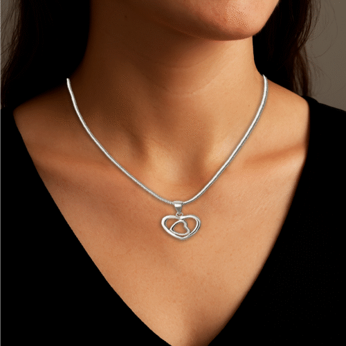 92.5 STERLING SILVER CHAIN & HEART PENDANT FOR WOMEN - Image 2
