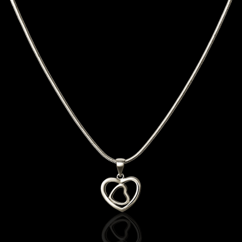 92.5 STERLING SILVER CHAIN & HEART PENDANT FOR WOMEN - Image 3