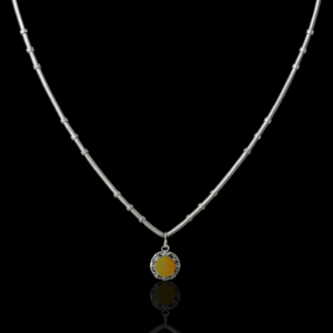 92.5 STERLING SILVER CHAIN & YELLOW STONE PENDANT FOR WOMEN