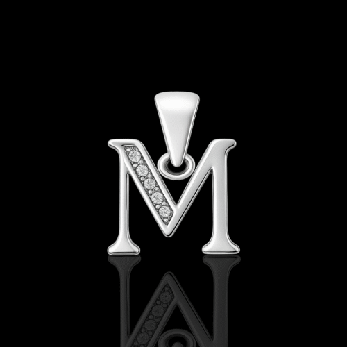 92.5 STERLING SILVER “M” ALPHABET PENDANT FOR MEN & WOMEN