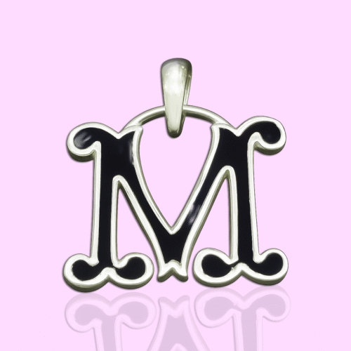 92.5 STERLING SILVER “M” FANCY FONT PENDANT FOR MEN