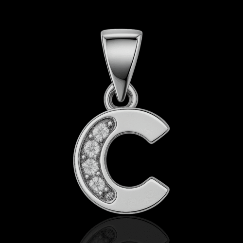 92.5 STERLING SILVER “C” ALPHABET PENDANT FOR MEN & WOMEN - Image 3