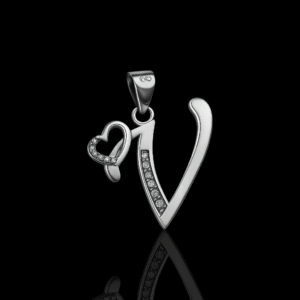 92.5 STERLING SILVER “N” ALPHABET HEART PENDANT FOR MEN & WOMEN
