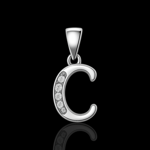92.5 STERLING SILVER “C” FANCY PENDANT FOR MEN & WOMEN - Image 2