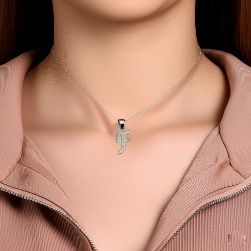 92.5 STERLING SILVER “F” FANCY PENDANT FOR MEN & WOMEN - Image 2