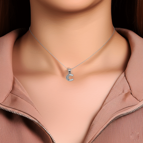 92.5 STERLING SILVER “C” ALPHABET PENDANT FOR MEN & WOMEN - Image 2