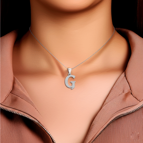 92.5 STERLING SILVER “g” FANCY PENDANT FOR MEN & WOMEN - Image 3