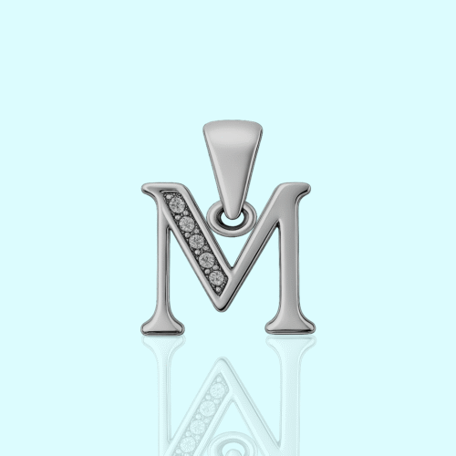 92.5 STERLING SILVER “M” ALPHABET PENDANT FOR MEN & WOMEN - Image 3