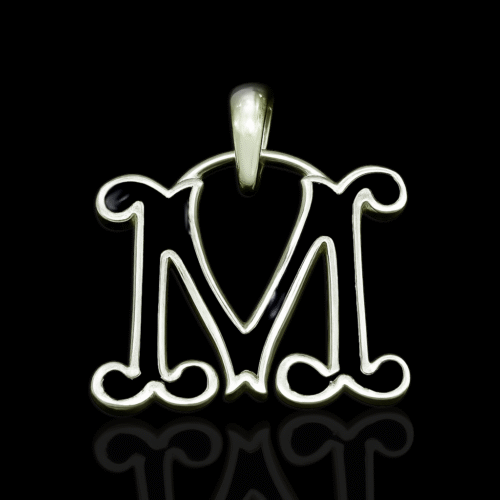 92.5 STERLING SILVER “M” FANCY FONT PENDANT FOR MEN - Image 3