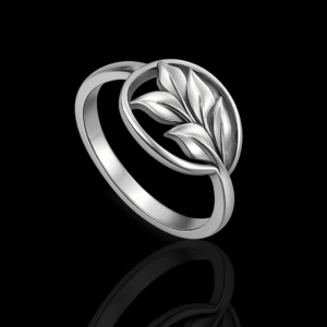 92.5 STERLING SILVER LEAF HARMONY RING FOR WOMEN
