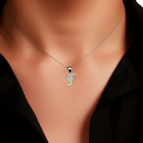 92.5 STERLING SILVER “F” FANCY PENDANT FOR MEN & WOMEN - Image 4