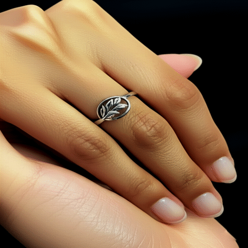 92.5 STERLING SILVER LEAF HARMONY RING FOR WOMEN - Image 4