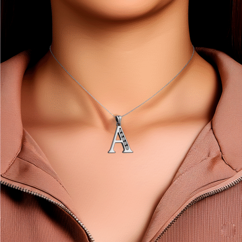 92.5 STERLING SILVER “A” ALPHABET PENDANT FOR MEN & WOMEN - Image 2