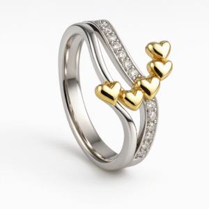 FANCY HEART & MICRO STONE RING FOR WOMEN