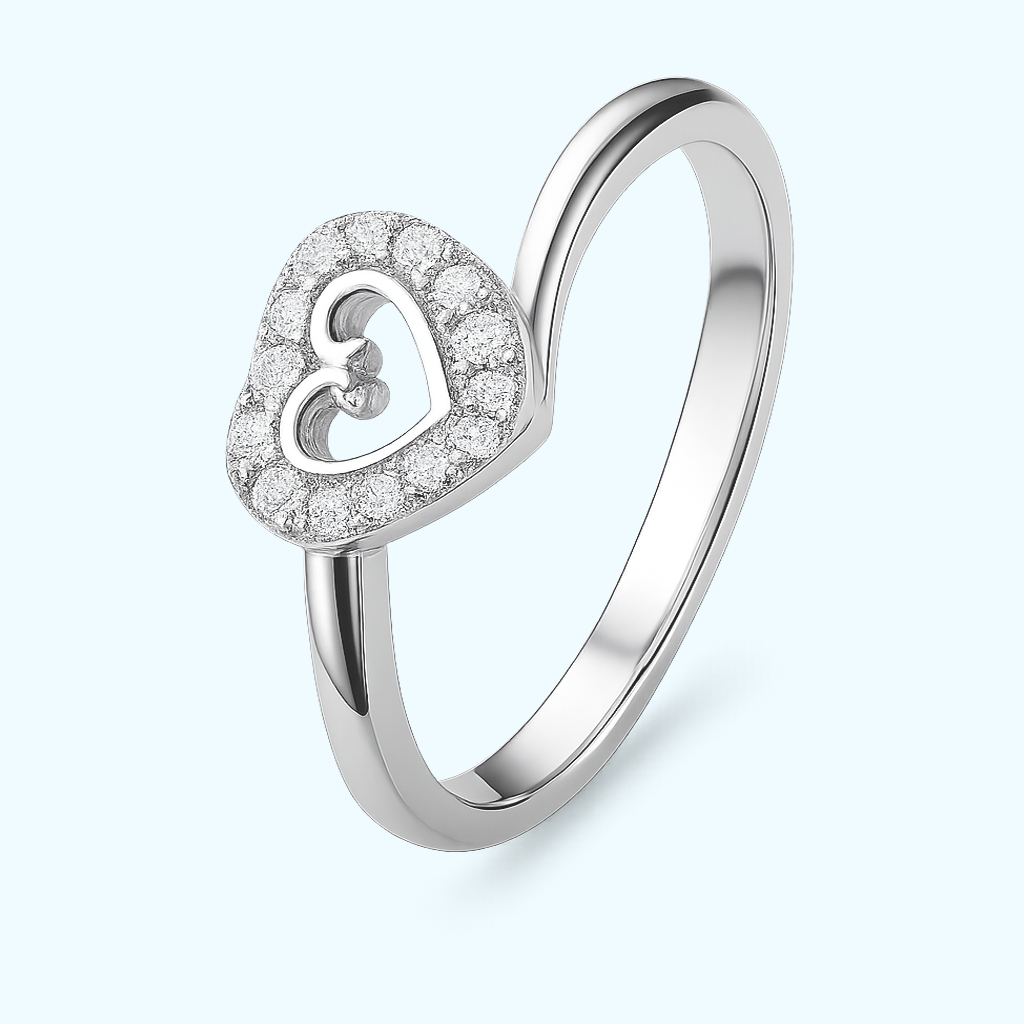 FANCY HEART & MICRO STONE RING FOR WOMEN