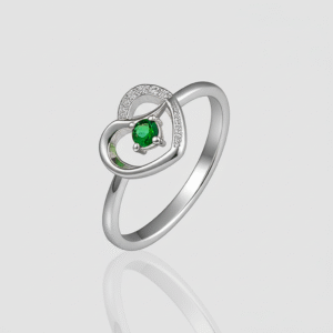 FANCY HEART GREEN STONE RING FOR WOMEN