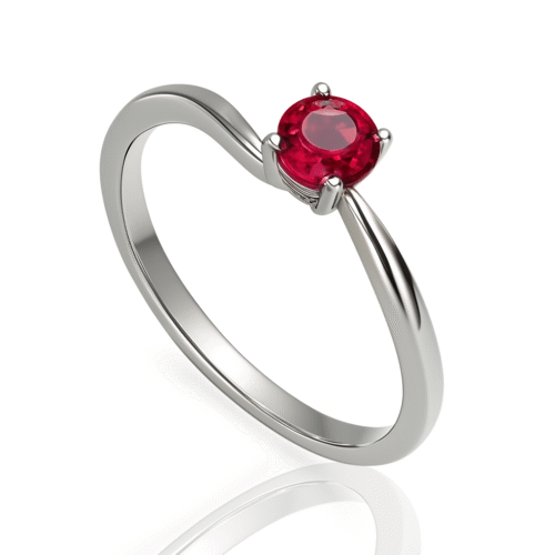 FANCY SINGLE RED STONE RING FOR WOMEN - Image 2