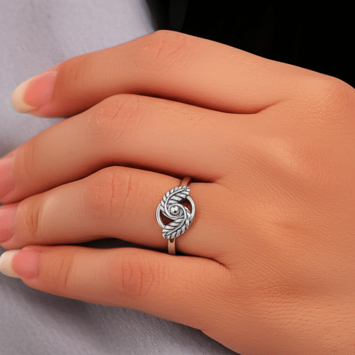 92.5 STERLING SILVER TWILIGHT LEAF EMBRACE RING FOR WOMEN - Image 4