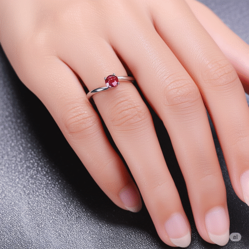 FANCY SINGLE RED STONE RING FOR WOMEN - Image 3