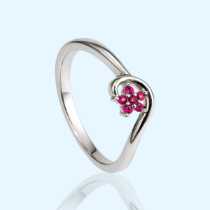 FANCY FLOWER MICRO RED STONE RING FOR WOMEN