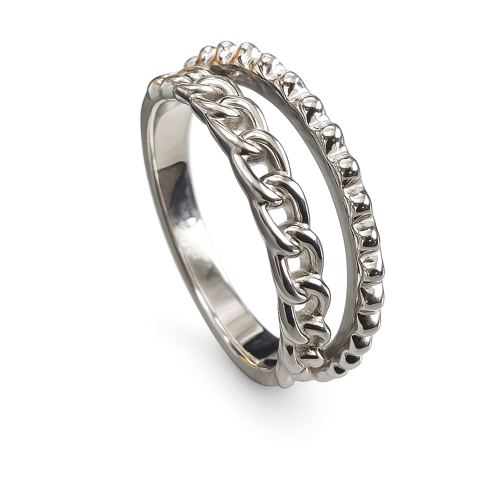 RING 3 92.5 STERLING SILVER FANCY CHAIN & WRAP BAND RING FOR WOMEN - Image 3