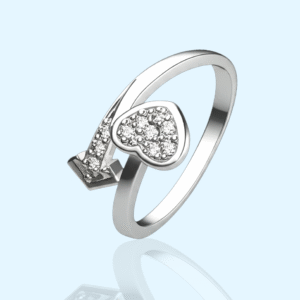 FANCY HEART ARROW WHITE MICRO STONE RING FOR WOMEN