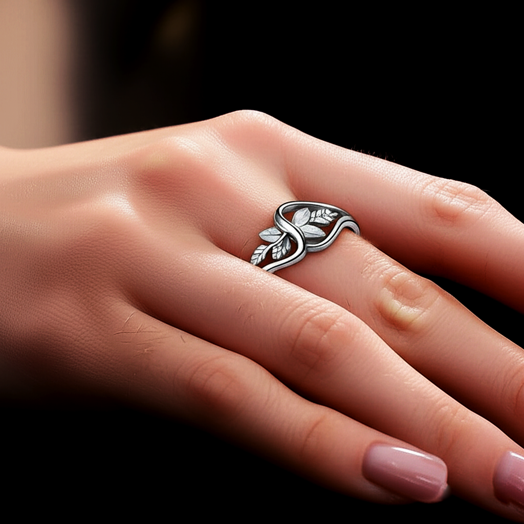 RING 4 92.5 STERLING SILVER WHISPERING PETALS RING FOR WOMEN - Image 2