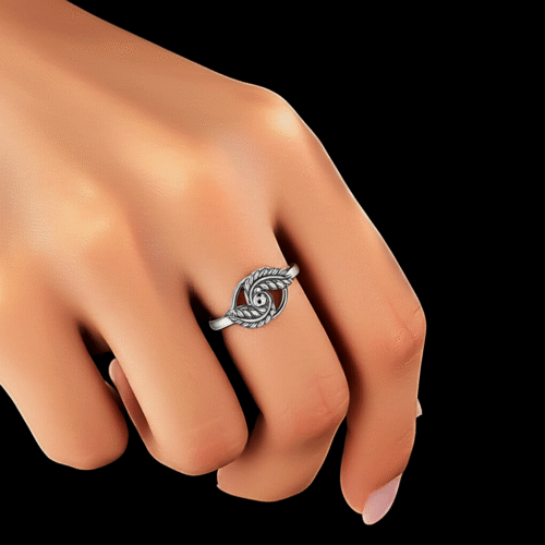 92.5 STERLING SILVER TWILIGHT LEAF EMBRACE RING FOR WOMEN - Image 2