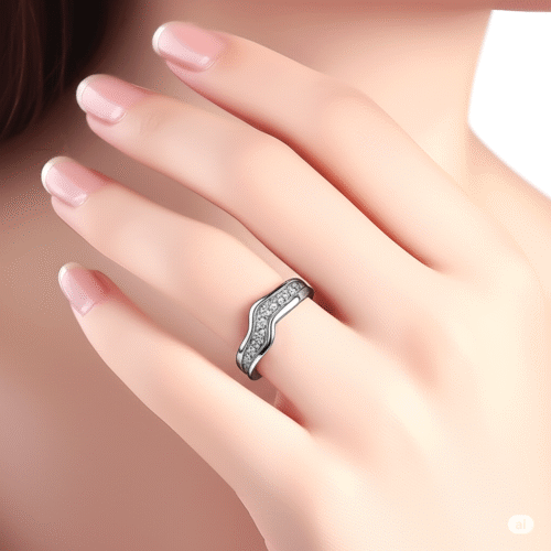 92.5 STERLING SILVER CELESTIAL WAVE RING FOR WOMEN - Image 2