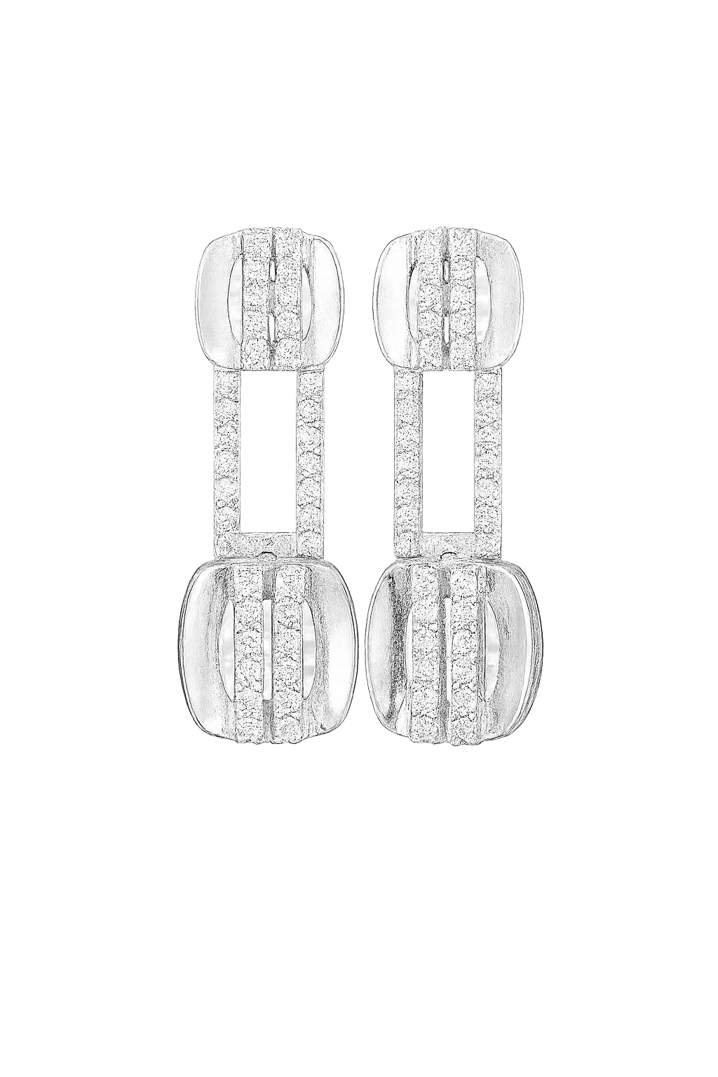 ChatGPT Image Aug 29, 2025, 06_43_21 PM 92.5 STERLING SILVER GEOMETRIC LINK EARRINGS WITH CZ STONES FOR WOMEN - Image 4