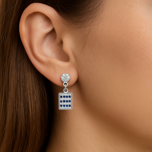 92.5 STERLING SILVER RECTANGULAR DROP EARRINGS FOR WOMEN - Image 5