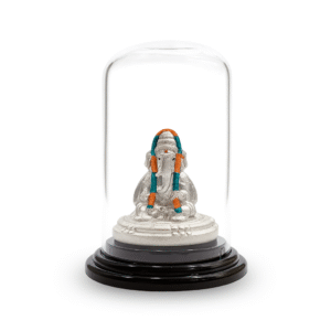 99.9 PURE SILVER GANESH [HALLOW] IDOL WITH AIR PROOF GLASS DOME