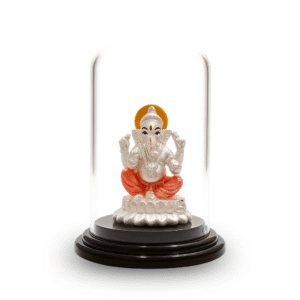 99.9 PURE SILVER GANESH [HALLOW] IDOL WITH AIR PROOF GLASS DOME