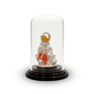 99.9 PURE SILVER HANUMAN [HALLOW] IDOL WITH AIR PROOF GLASS DOME