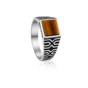 92.5 STERLING SILVER TIGER EYE STATEMENT RING FOR MEN