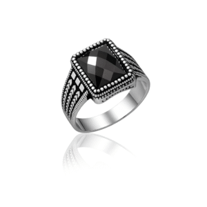 92.5 STERLING SILVER BLACK ONYX VINTAGE RING FOR MEN