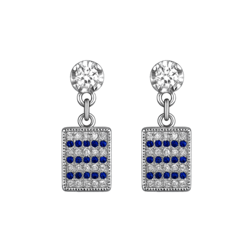 92.5 STERLING SILVER RECTANGULAR DROP EARRINGS FOR WOMEN - Image 4